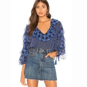 REVOLVE Tularosa Claire Blouse in Blue Check Size S